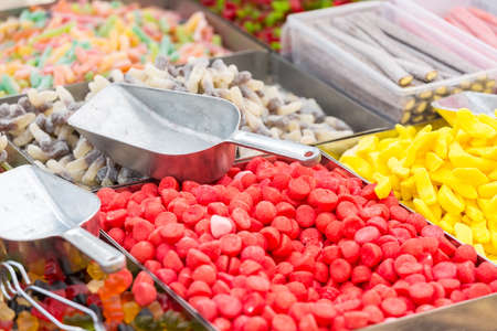 Gum candy in the bowl on the street market