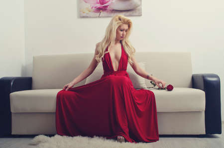 woman in red gownのeditorial素材