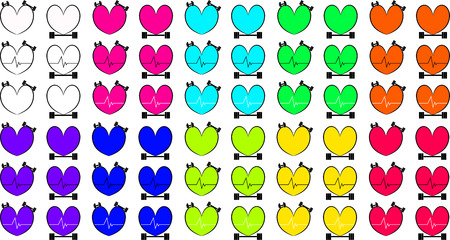 Heart and Sport, Symbol, Different Colorsのイラスト素材