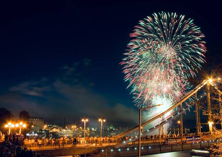 Fireworks in Kiev on Independence Day on water