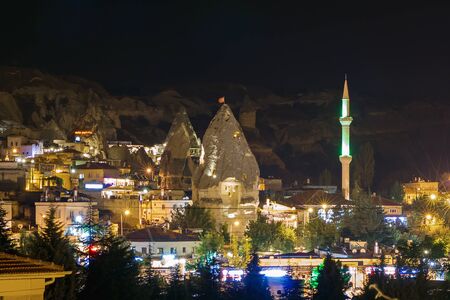 Night turkish town of the Goreme, Cappadociaのeditorial素材