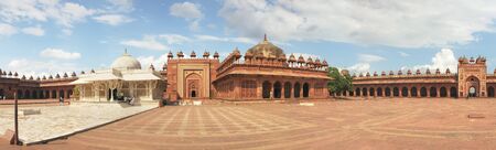 Fatehpur Sikri, India, november 17, 2011: Panorama with high resolution of Tomb of Salim Chishti. Buland Gate, Dadupura, Fatehpur Sikri. Attractions India, vintage old palace.のeditorial素材
