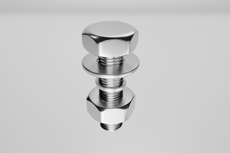 Bolts, nuts, washers, growers on a white background 3D renderingの写真素材