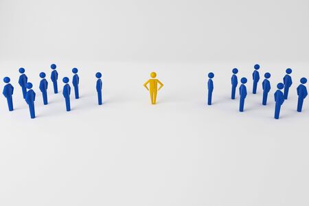 Looking At Colorful Pawns. Selection and search for a top employee or client. 3D renderingの写真素材