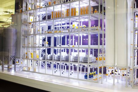 The granary model printed on the 3D printer. Warehouse for storing grain crops.