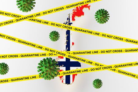 Norway map image with flag. Land plot of Norway. Norway flag on a map. 3d renderの写真素材