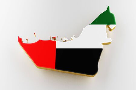 UAE map image with flag. Land plot of UAE. UAE flag on a map. 3d renderの写真素材