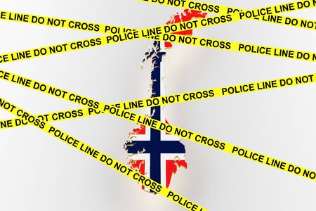 Norway crime concept, police investigation. 3D map of Norway. Map of Norway border with flag. 3d renderingの写真素材
