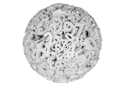 Ball with numbers. Math, finance and business concept. Numbers from zero to nine on white...