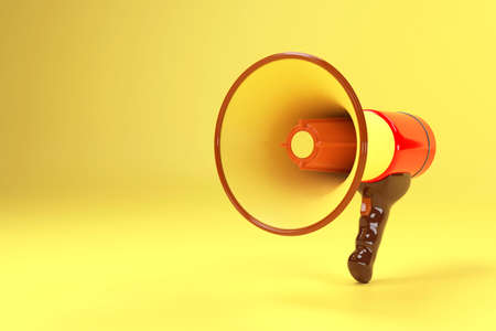 Realistic 3d megaphone, loudspeaker with lightning. 3d renderの写真素材