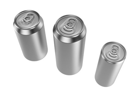 Aluminium beer and slim soda can mock up blank template. Juice, soda, beer jar blank isolated on white background. Aluminum can for design. Realistic aluminum cans. 3D renderingの写真素材