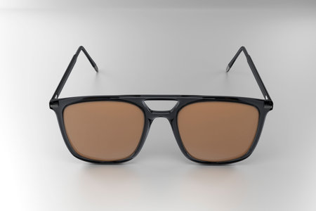 Realistic sunglasses isolated on white background. Trendy unisex eyeglasses for summer sunshine. Eyewear with gradient lens color. 3d renderingの写真素材