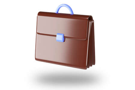 Brown Leather Businessman Briefcase on white Background with Shadow. 3D renderingの写真素材
