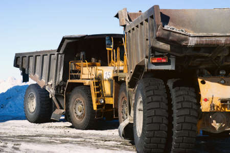 Supersize cars standing on mine parkingの写真素材