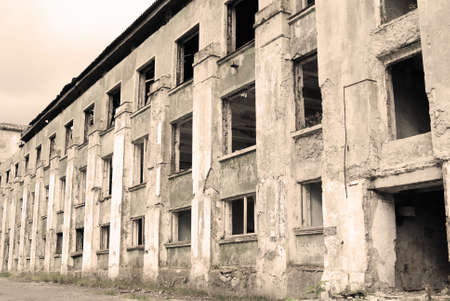 One of the destroyed cases of the old thrown factoryの写真素材