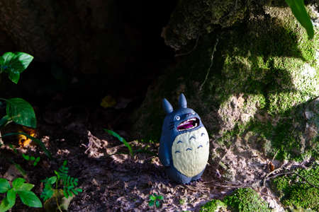 goodmorning Funny Totoro figures in the gardenのeditorial素材