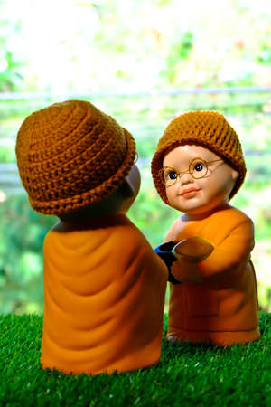 Novices are standing chatting Dharmaの写真素材