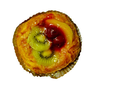 danish mixed fruit pie on white background