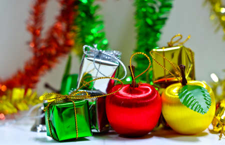 Christmas Gifts box on white backgroundの写真素材