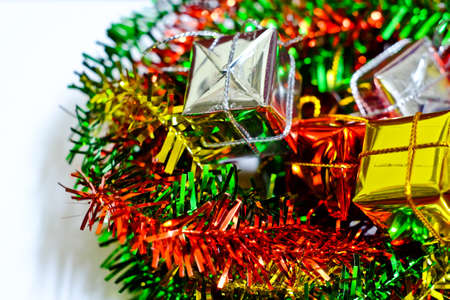 Christmas gold Gifts box on white background