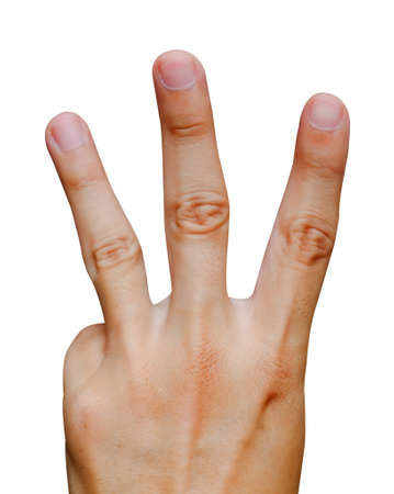 man hand making sign Isolated on white backgroundの写真素材