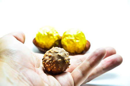 close up chocolate on white background