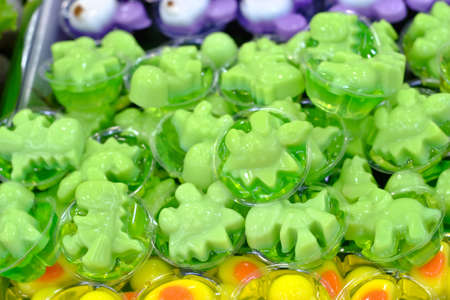 Deletable imitation fruits in jelly ,Thai Dessert on white backgroundの写真素材