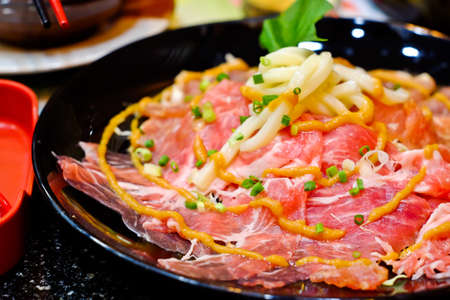 Assorted sliced meat in a macro image