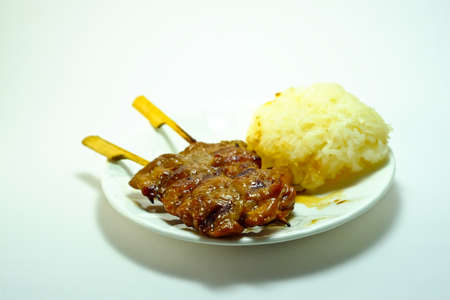 grilled pork and sticky riceの写真素材