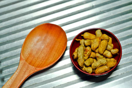 Peanuts boiled in a cup, Thai snack.