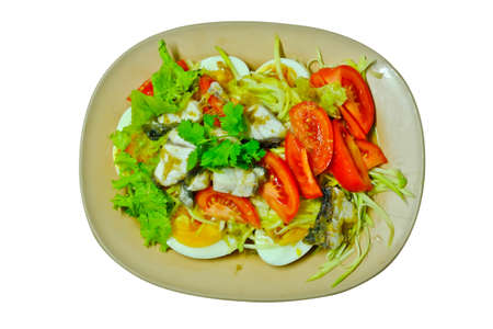 Snapper with mango salad and egg.の写真素材