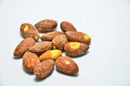 almond nuts isolated on white background (almond)の写真素材
