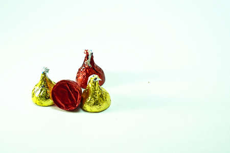 close up chocolate on white backgroundの写真素材