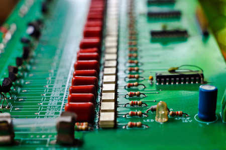 Against the background of old circuit boards naturally compatible.