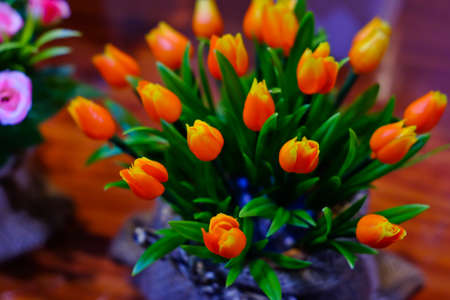 Fake  colorful rose flowers decoration, Floral backgroundの写真素材