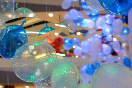decorative blue balloons at the festival as well. (Background balloons)