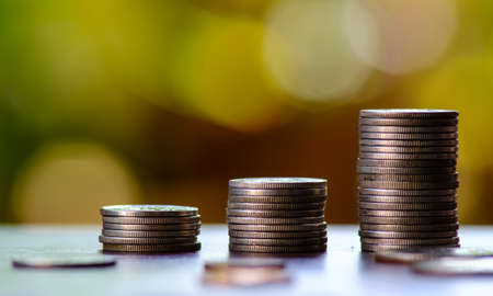 Saving money concept preset money coin stack growing businessの写真素材