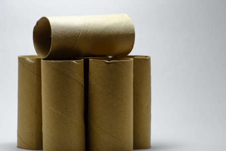 empty tissue paper roll on white background (clipping path)