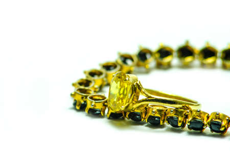 yellow diamond colored engagement ring topaz citrineの写真素材