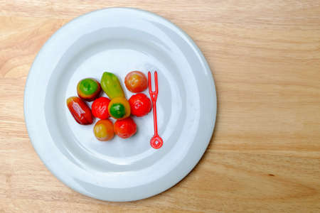 Deletable imitation fruits ,Thai dessert made from stirred bean.の写真素材