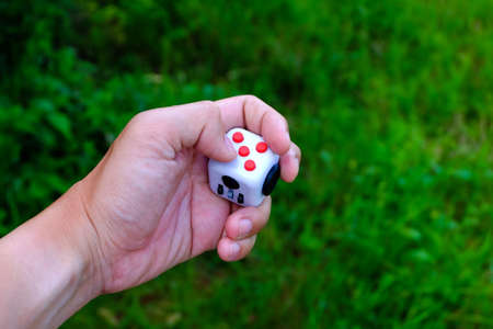 Fidget Cube stress reliever, fingers toy, white. (relax)