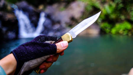 Knife in the form of vintage. Knife for military operations.の写真素材