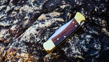 Knife in the form of vintage. Knife for military operations.の写真素材