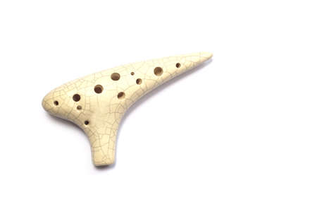 ocarina white isolated on white background (Flute made of clay)の写真素材
