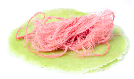 Isolated Roti Saimai (Thai Cotton candy), Thai cotton candy  pancake isolated on white background....