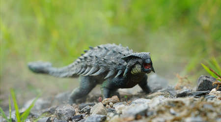 Ankyrosaurus dinosaurs on nature background. closeup dinosaur and monster model. the dinosaur from the very end of the Cretaceous period.の写真素材