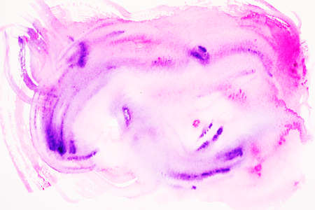 Abstract watercolor hand drawn isolated wash on white background. Abstract cold color brush paint paper grain texture.の写真素材