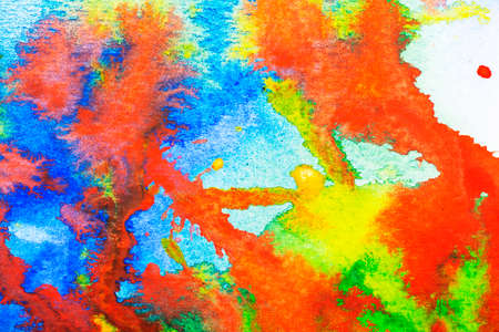 Abstract multi watercolor hand drawn isolated wash on white background. Abstract cold color brush paint paper grain texture.の写真素材