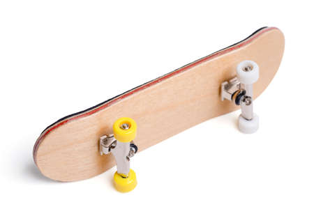 Isolated fingerboard. skateboard  with wheels, trucks on white background.の写真素材