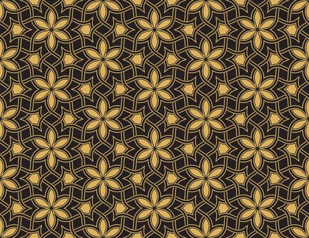 Seamless vector pattern background. Flower pattern on dark backgroundのイラスト素材
